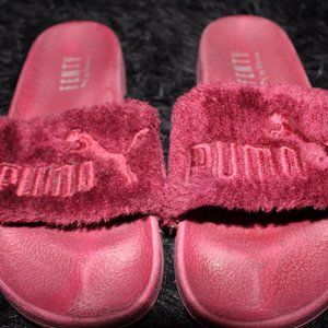 burgundy puma slides